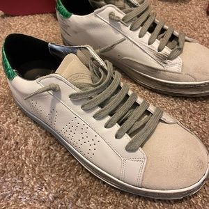 P448 green snakeskin sneakers